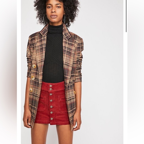 Free People Micro Mini Corduroy Skirt | Red | Size 26 - Picture 1 of 6